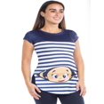 thumbnail image 1 of Playera Maternidad Rayada Bebé Cómoda Ropa Embarazo Playera Mujer Casual Color Azul, 1 of 4