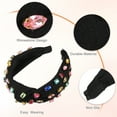 thumbnail image 4 of Diadema anudada retro Unique Bargains con diamantes de imitación ancha antideslizante negro 5.12 x1.26, 4 of 8