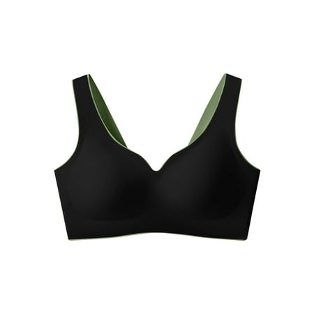 

kpoplk Wireless Bras For Women Women s Front Closure Racerback Bra Seamless Plunge Underwire Unlined Bras(Black)
