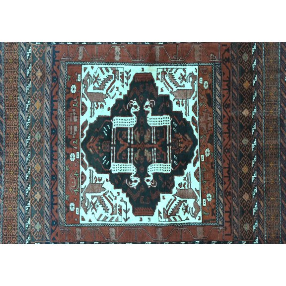 Ahgly Company Indoor Rectangle Persian Light Blue Traditional Area Rugs, 5' x 7'