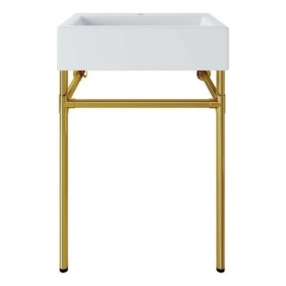 Modway Redeem 24" Wall-Mount Gold Stainless Steel Bathroom Vanity