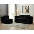 thumbnail image 6 of Plush Corduroy Sectional Sofa Bed, 80" King Sleeper, Convertible Couch with Independent Chaise & Blanket, Deep Seat Fluffy Black Sofa for Living Room, No Assembly, 6 of 18