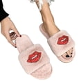 thumbnail image 6 of PADFRYBK Fall Slippers For Women Open Toe Slide Slippers Soft Upper Rhinestone Slippers Lip Deecor Indoor Slippers Daily Leisure Household Footwear, 6 of 7