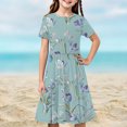 thumbnail image 1 of LOVZFMLL Robe d'Été Unie à Manches Courtes Col Rond en Maille Princesse Robe de Mariage pour Enfants, 1 of 7