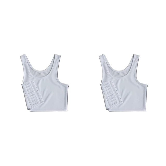Minnieouse Chaleco de verano para niña, chalecos de tela de Color sólido, camiseta sin mangas para el pecho, camiseta transpirable para hacer Blanco S 2piezas