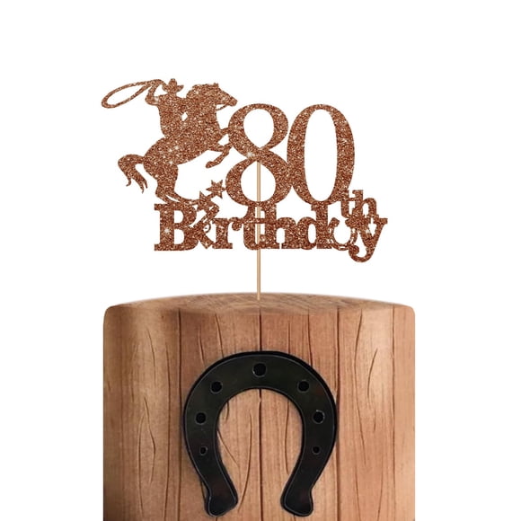 Cake Topper PINKAAJ, tema de carreras de caballos del 80 cumpleaños de Cowboy