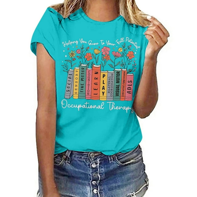 UANWENN T-Shirt Décontracté à Manches Courtes Col Rond Imprimé Confortable et Élégant pour Usage Quotidien Vêtements de Course d'Été pour Femmes