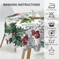 thumbnail image 4 of Merry Christmas Tablecloth Round 60 Inch Snowflake Tablecloth Washable Table Cover with Winter Xmas Table Cloth for Kitchen Dining Room Christmas Party Picnic Patio, 4 of 5