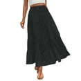 thumbnail image 2 of ClodeEU Women's High Waisted Elastic Waist Boho Maxi Skirt with Pleated Flared Hem ,Casual Long Skirt Black,Womens Plus L, 2 of 8