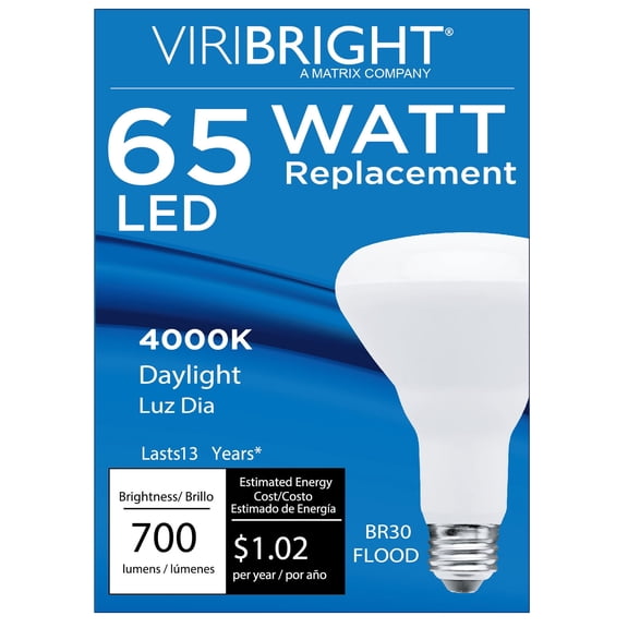 Viribright® BR30 LED Bulb, 700 Lumens, Dimmable, CEC, T20, 90  CRI, Cool White 4000K