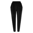 thumbnail image 3 of RUTAYY Women's Pants Solid Color Elastic Waist Straight Leg Casual with Pocket Comfortable Breathable Travel Elegant Trousers, 3 of 5