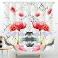 thumbnail image 1 of Whimsical Floral Shower Curtain with Gold Vines & Geometric Design - Elegant Texture, 1 of 4