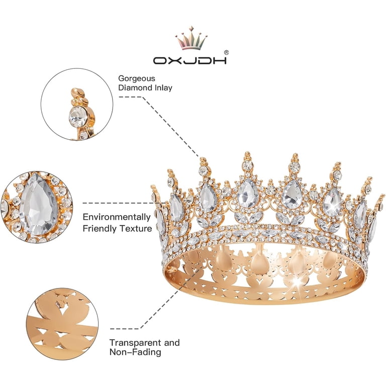 Crown for Women, KC Gold Rhinestone Queen Crown, Elegant  display picture 2