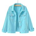 thumbnail image 3 of Women Spring And Autumn Coats Warm Solid Long Sleeve Denim Jacket Outerwear-DF, 3 of 3