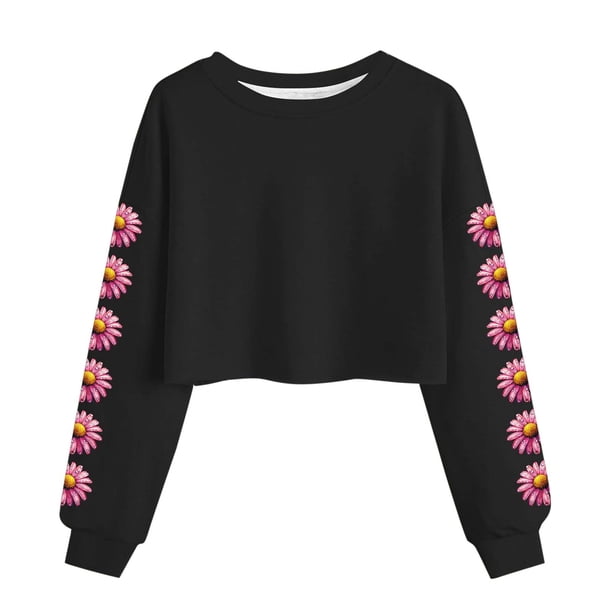 Camisetas de Manga Larga de las Mujeres Moda Impresa Suelta Casual Cuello Redondo Suéter Deportivo Top Se Ajusta Fiel Al Tamaño