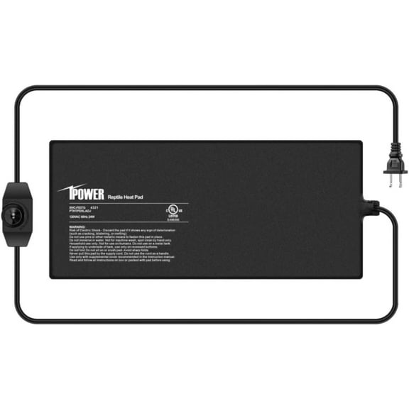 iPower 8" X 18" Reptile Heat Mat - 24W Under Tank Heater with Adjustable Thermostat for Turtles, Snakes, Lizards & Amphibians