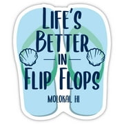 Molokai Hawaii Souvenir 4 Inch Vinyl Decal Sticker Flip Flop Design