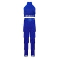 thumbnail image 3 of iiniim Girls 2 Piece Professional Ballroom Latin Dance Outfit Fringe Crop Top and Layered Tassel Pants Set Royal Blue 8, 3 of 7