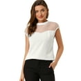 thumbnail image 1 of INSPIRE CHIC Women's Mesh Panel Top Round Neck Keyhole Sleeveless Blouse, 1 of 6