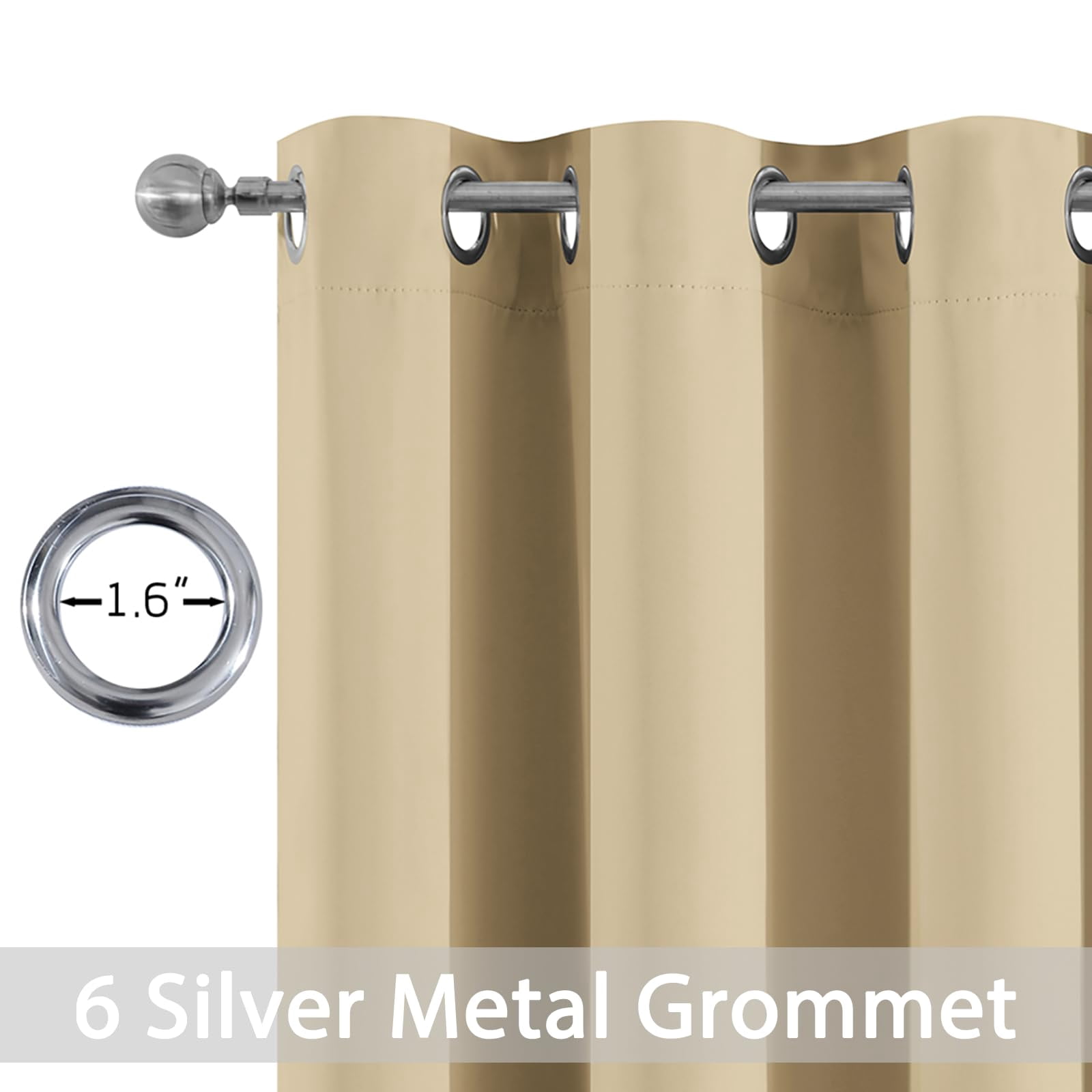 Thermal Insulated Grommet Blackout Draperies/drapes For Bedroom Window Room Darkening Curtain Panels (2  W38 X L84 -inch Beige)