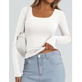 thumbnail image 3 of Remera PRETTYGARDEN de manga larga acanalada con escote redondo blanca M, 3 of 4