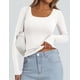 thumbnail image 3 of Remera PRETTYGARDEN de manga larga acanalada con escote redondo blanca M, 3 of 4