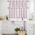 thumbnail image 3 of Pink Grey Kitchen Curtains Valances and Tiers Set of 3 Tree Branch Tier Curtains and Valance with Rod Pocket for Small Windows, 27.5"x36", 3 of 9