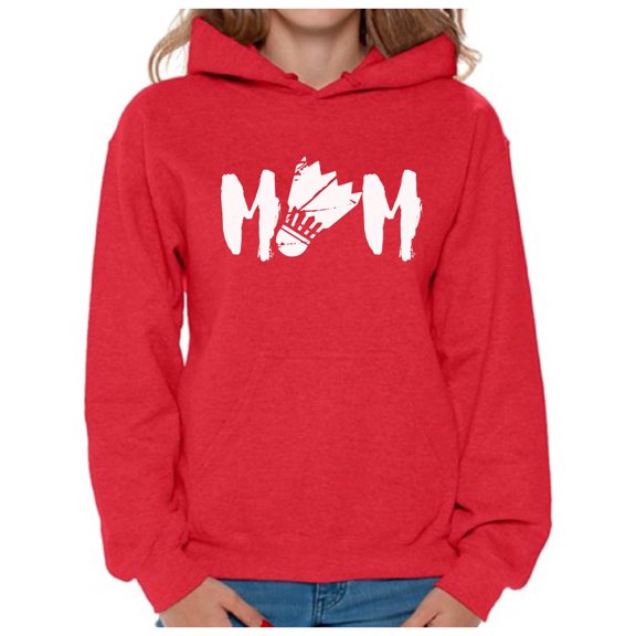 Awkward Styles Women's Badminton MOM Graphic Hoodie Tops White Badminton Bird Gift for Sport Moms