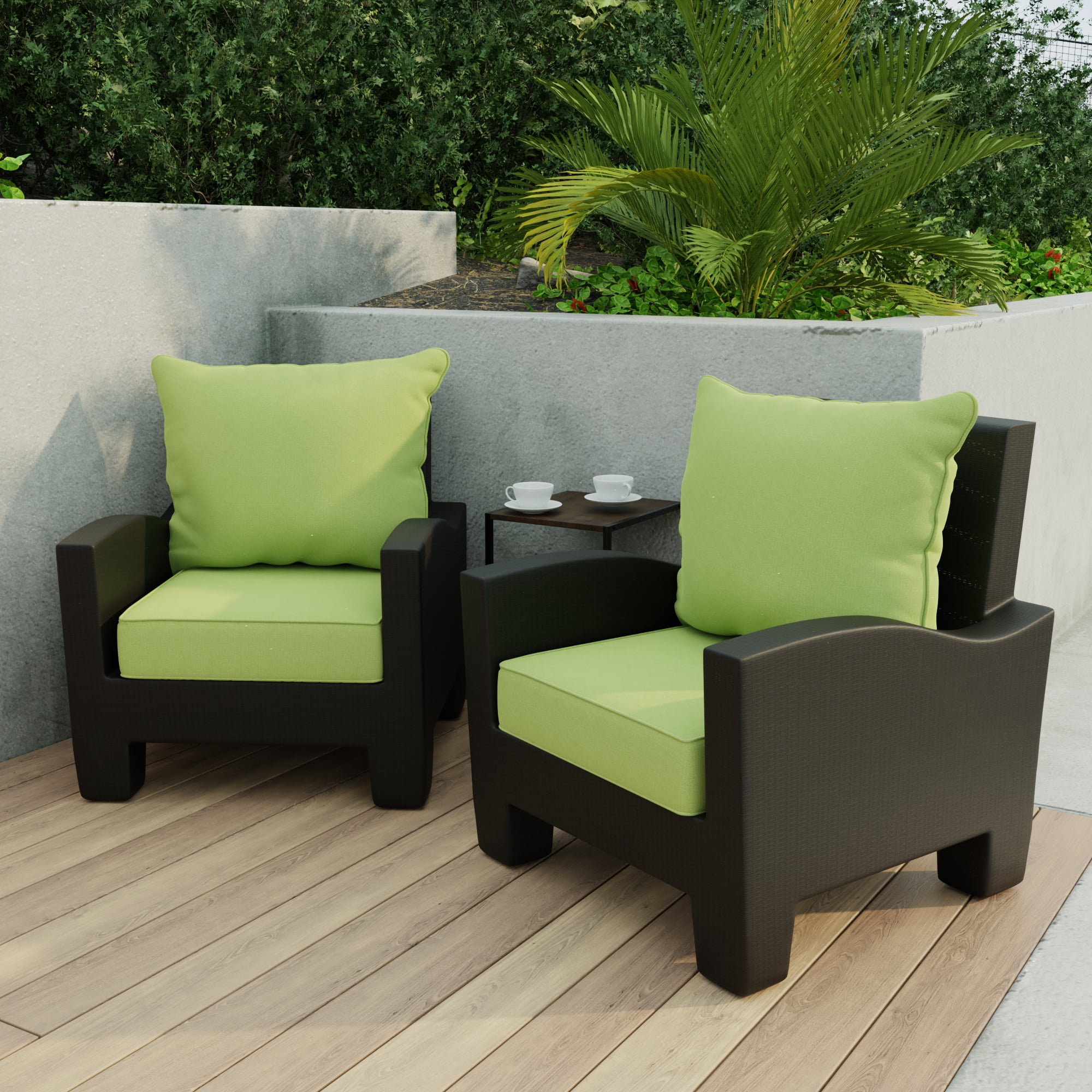Jordan Manufacturing 46.5" x 24" McHusk Leaf Green Crosshatch Rectangular Outdoor Deep Seat Chair Cushion Set with Welt