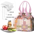 thumbnail image 4 of Pioneer Flower Drawstring Lunch Bag Women - Drawstring Lunch Bag Insulated for Work Office - Stain-Resistant Large Lunchbags for Women with Multi-Pockets, 4 of 6
