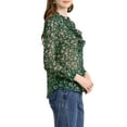 thumbnail image 5 of INSPIRE CHIC Women's Ruffle Collar Long Sleeve Button Down Floral Shirt S Dark Green, 5 of 7