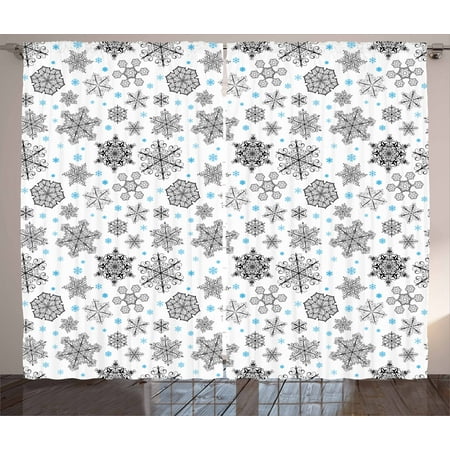 Snowflake Curtains 2 Panels Set Lace Style Arrangement Of