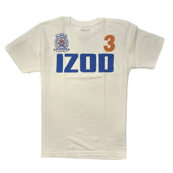 IZOD BOYS SHIRT - LOGO FRONT SZ LARGE 14 16 IVORY - TOP TEE SHIRT PRINTED KIDS