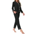 thumbnail image 4 of INSPIRAR CHIC Conjunto de Pijamas de Algodón para Mujeres, Camisa de Manga Larga con Botones y Pantalones, Talla S, Negro, 4 of 6