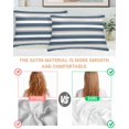 thumbnail image 3 of Haze Blue Stripe Pillow Cases Standard Size Set of 2, Smooth Satin Pillowcase for Hair and Skin, Farmhouse Blue Gray Striped Decorative Cooling Bed Pillow Covers with Zipper, 20x26 Inches, 3 of 5