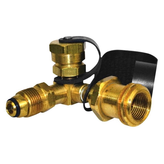 Enerco F173753 - Brass 90? Stay Flow Adapter Tee with Plastic Clamshell Packaging