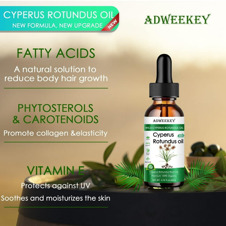 Cyperus Rotundus Oil - 100% Cyprus Oil Natural Nut Grass Oil for Reducing Body Hair Growth, Smooth Skin & Hair Removal, Moisturizing & Soothing, Ideal for All Skin Types