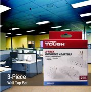 Hyper Tough 3-Pack 3-Outlet White Grounded Adapters, 15 Amps