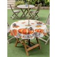 thumbnail image 3 of Outdoor Tablecloth with Umbrella Hole and Zipper, Fall Thanksgiving Round Table Cloth 60 Inch Waterproof Tablecloth, Watercolor Orange Pumpkin Maple Leaf Picnic Table Cover for Patio Camping, 3 of 7