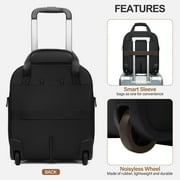 TIAWOLT Multi-functional 16-Inch Underseat Carry on Luggage With Wheels Softside Lightweight Compact Travel Business Suitcase bag for Pilots and Crew,Black