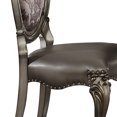 thumbnail image 3 of Antique Platinum Side Chairs (Set of 2) - Silver Floral Fabric &amp; Faux Leather, Traditional Dining Room Seating, Nailhead Trim, Poplar Wood Frame, Oval Back, 21.5"W x 46.5"H, 3 of 6