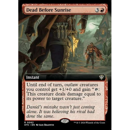 MtG Outlaws of Thunder Junction Commander Rare Dead Before Sunrise (Extended Art) #62