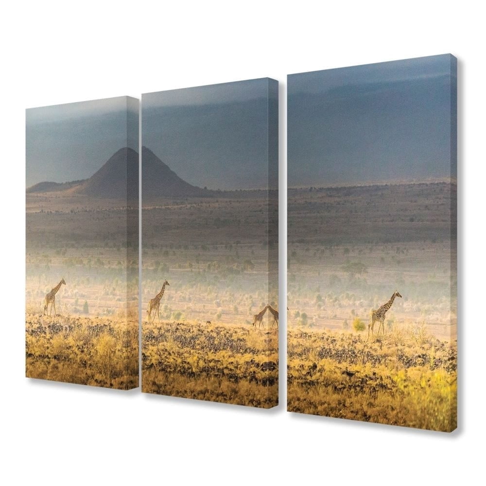The Stupell Home Decor Collection Kenyan Giraffes Walking the Plains Canvas Wall Art