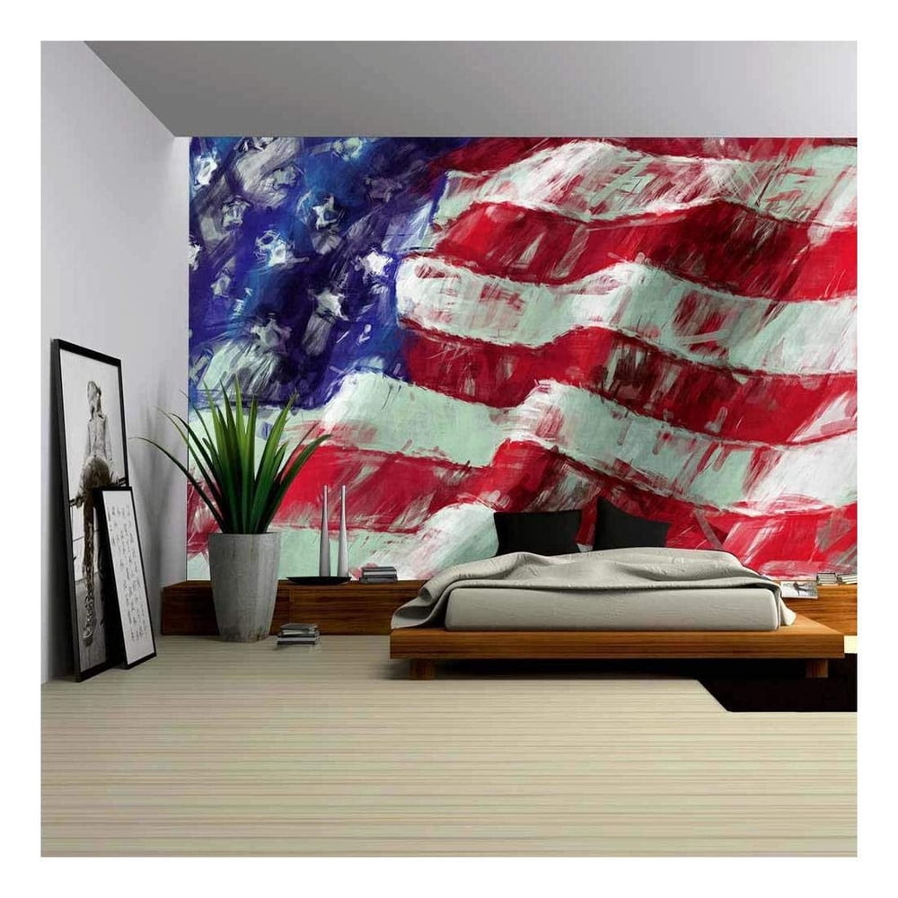 wall26 - USA Flag Abstract Painting Background - Removable Wall Mural