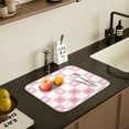 thumbnail image 5 of Yayeee Dish Drying Mat for Kitchen Counter 16" x 18" Microfiber Super Absorbent Coffee Decorative Pad, Pink Checkered Heart, 5 of 9