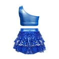 thumbnail image 2 of Alvivi Girls Hip Hop Jazz Modern Dance Outfit Sequins Dancewear Stage Performance Costume Royal Blue 14, 2 of 5