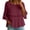 Hot Pink, variant on Women's Lace Eyelet 3/4 Sleeve Peplum Tops Loose Fit Crew Neck Flowy Casual Summer Boho Blouses,Hot Pink,S