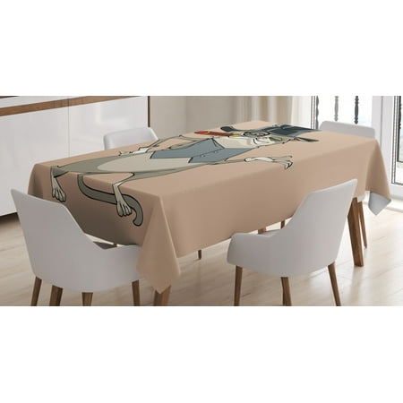 

Cigar Tablecloth Cartoon Style Illustration of a Funny Gentleman Cat Character in a Hat with a Monocle Rectangular Table Cover for Dining Room Kitchen 52 X 70 Multicolor by Ambesonne
