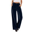 thumbnail image 4 of JUUNthy Womens Wide Leg Dress Pants, with Pockets Button High Waist Flat Front Velvet Office Business Palazzo Trousers Gray 3XL, 4 of 16