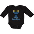 thumbnail image 3 of Inktastic Happy Hanukkah with Blue Menorah Boys or Girls Long Sleeve Baby Bodysuit, 3 of 5